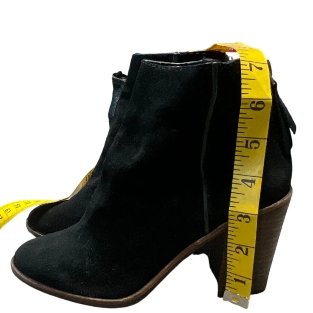 Aldo Ankle Boots Women Size 6 Black Suede Block Heel Rear Zip Booties